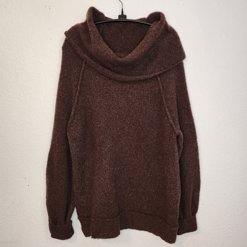 Free‎ People Brown Echo Beach Cowl Neck Oversized Sweater, Size S